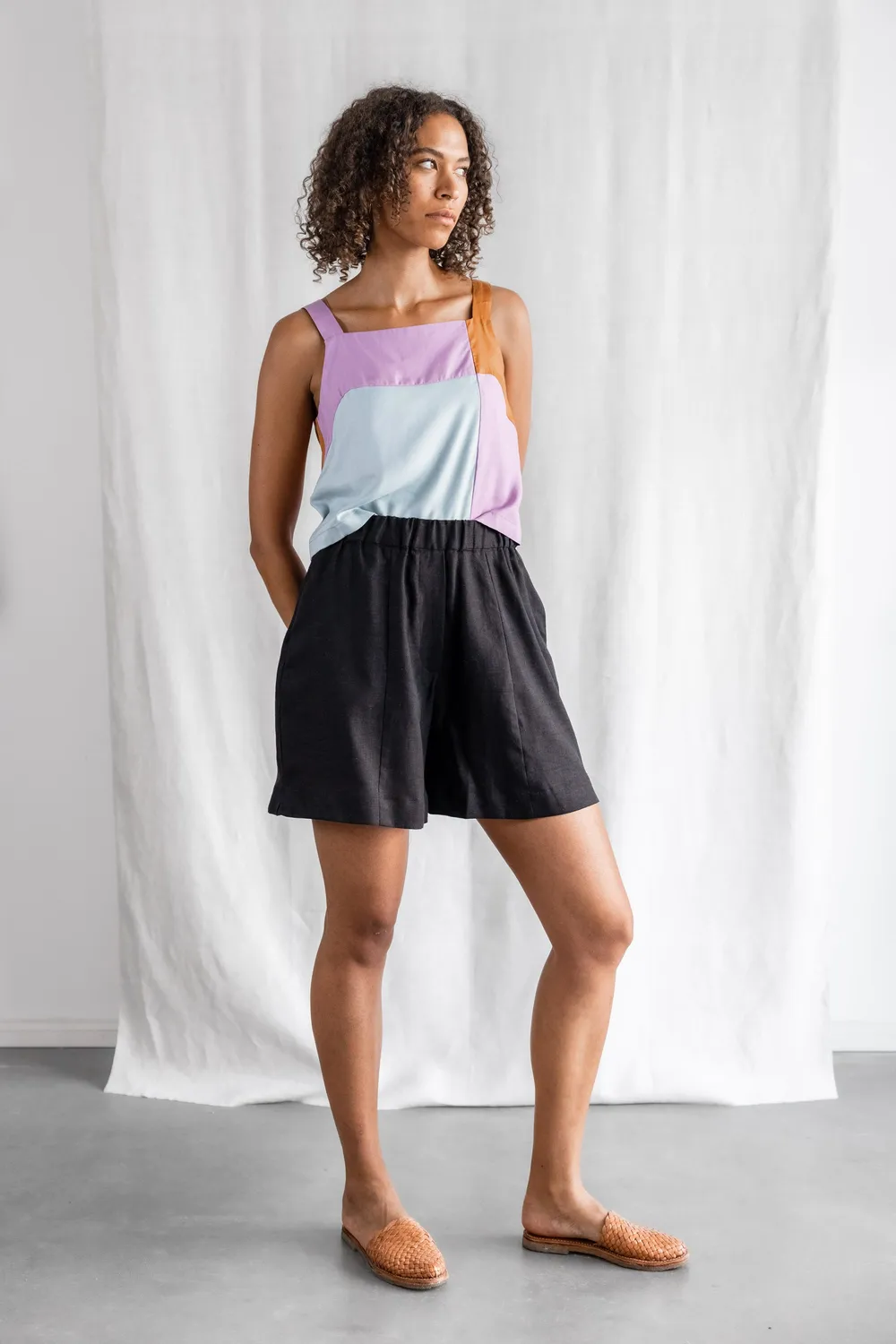Jyoti Fair Works Sitaar shorts neri cotone elastico donna