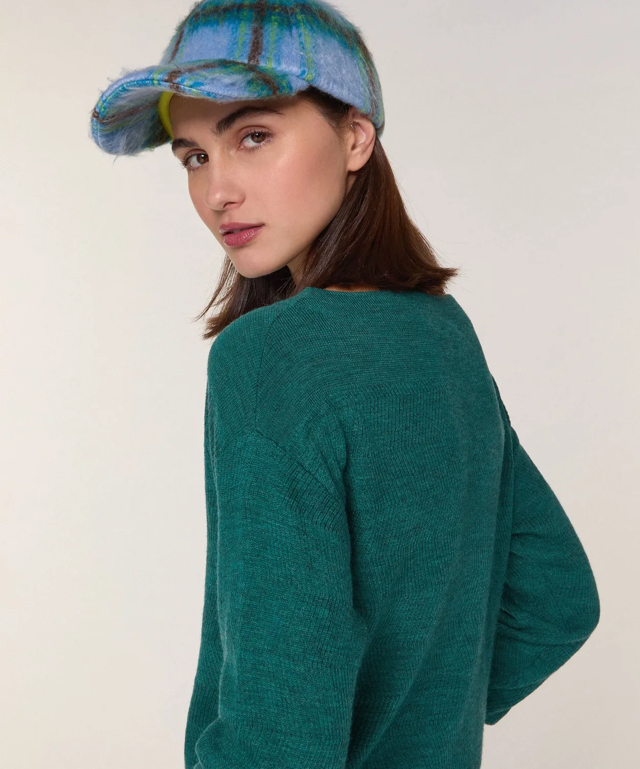 Rodier Maglione barchetta merino verde grigio