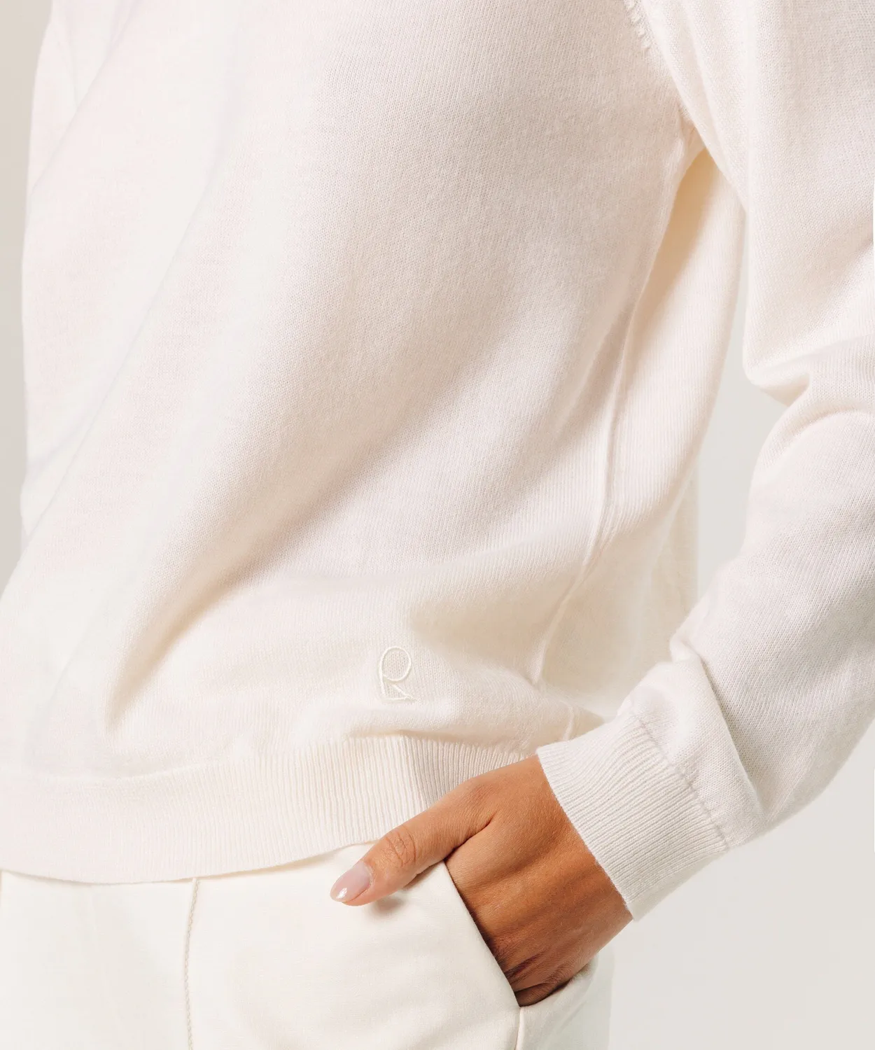 Rodier Basiques Maglione girocollo lana merino bianco 100%