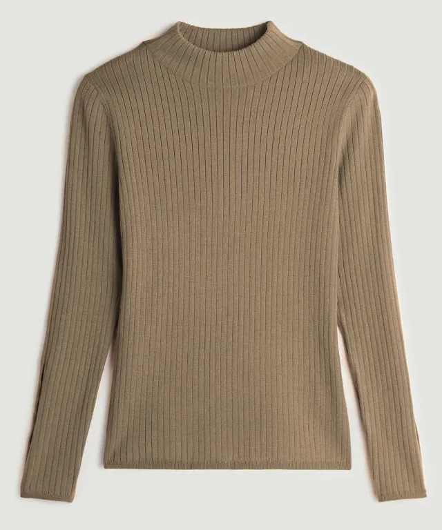 Rodier maglione calza lunga camel coste aderente