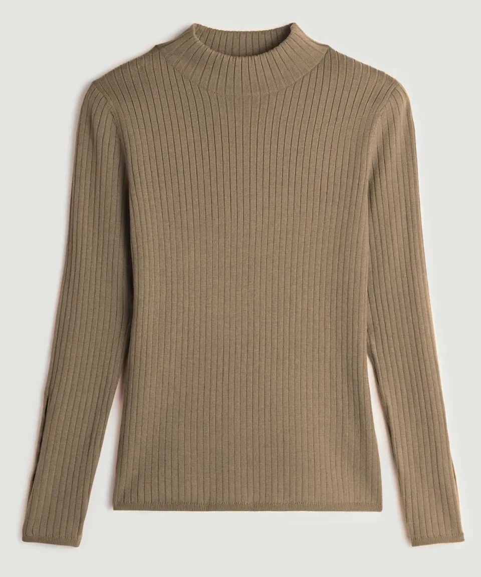 Rodier maglione calza lunga camel coste aderente