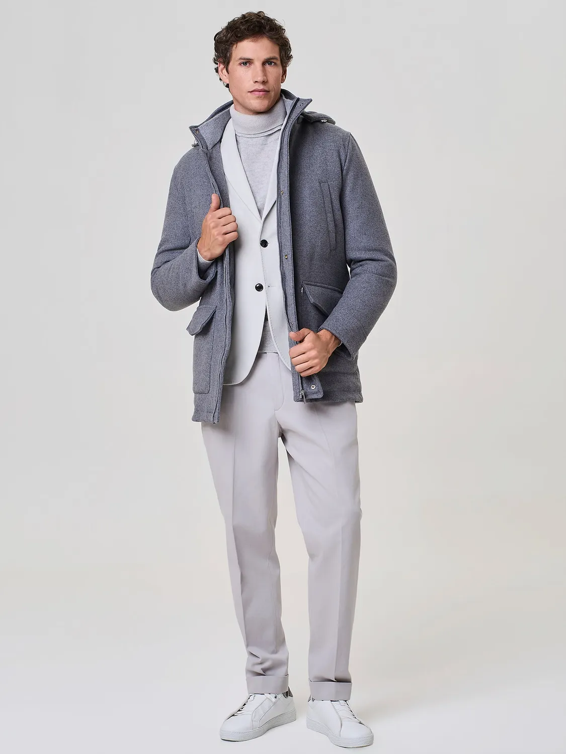 Paul Taylor misto lana parka imbottito grigio