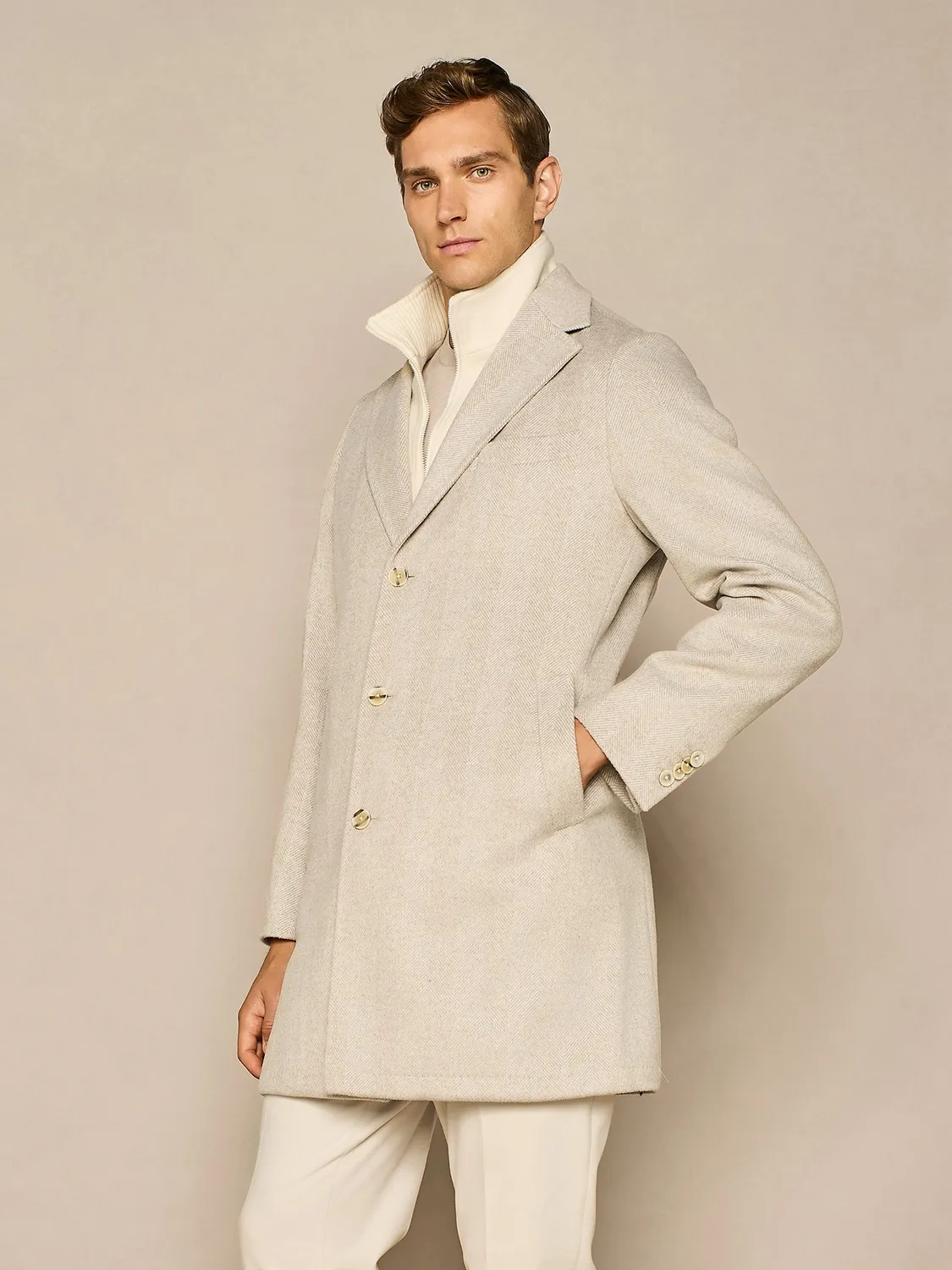 Paul Taylor Cappotto Monopetto Spinato Beige
