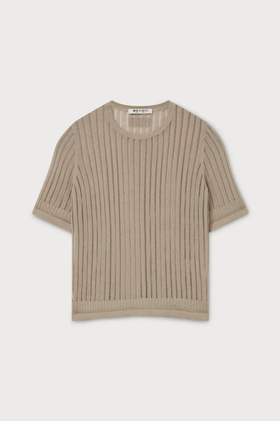 PORTS 1961 Sheer Stripe Top maglia taupe a righe
