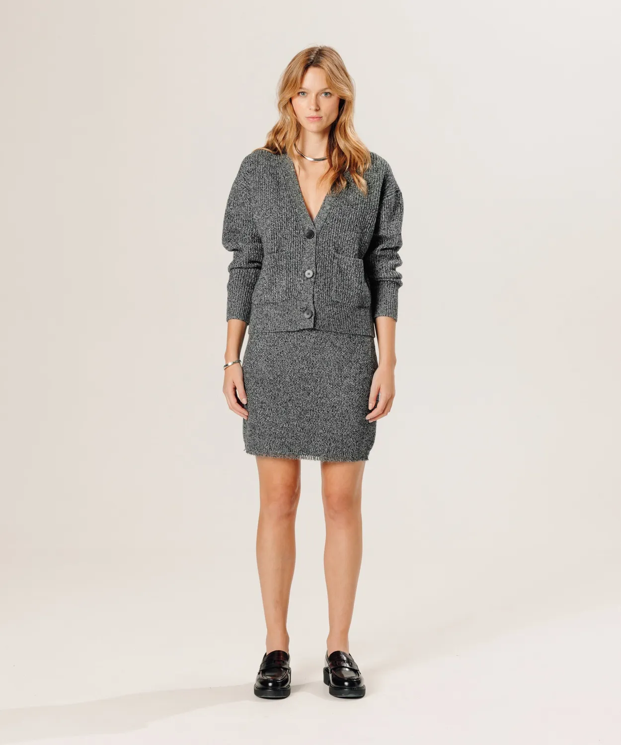 Rodier cardigan oversize lana cashmere grigio