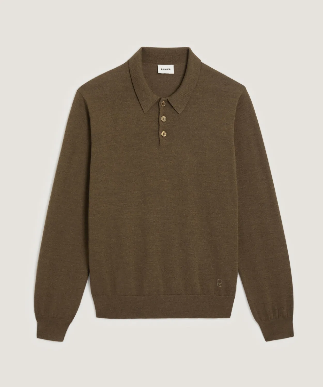 Rodier polo lana merino bark brown uomo
