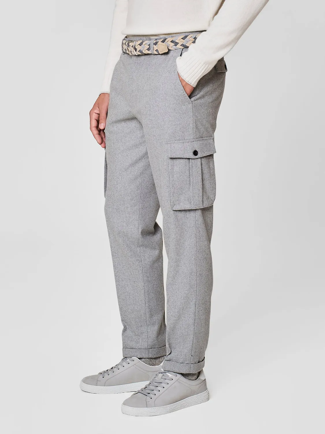 Paul Taylor pantalone tasconi misto lana grigio chiaro