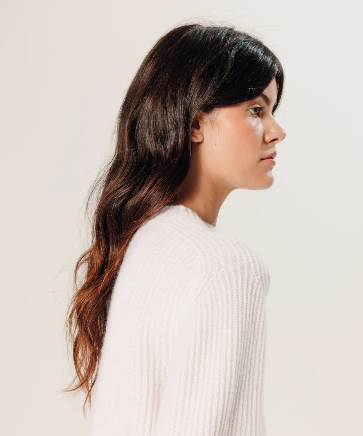 Rodier Maglia girocollo cashmere maglione bianco S