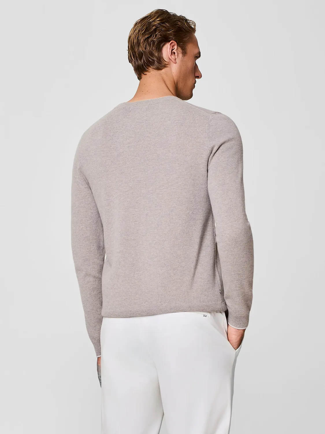 Paul Taylor girocollo cashmere lana taupe uomo