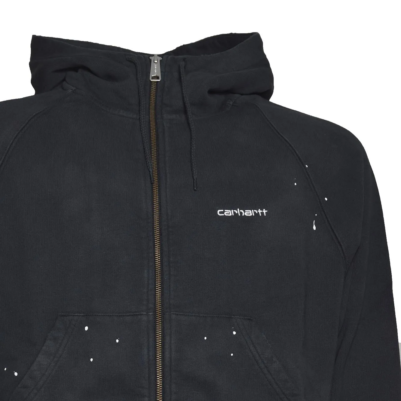 Carhartt Wip I036842 felpa zip cappuccio nero lavato