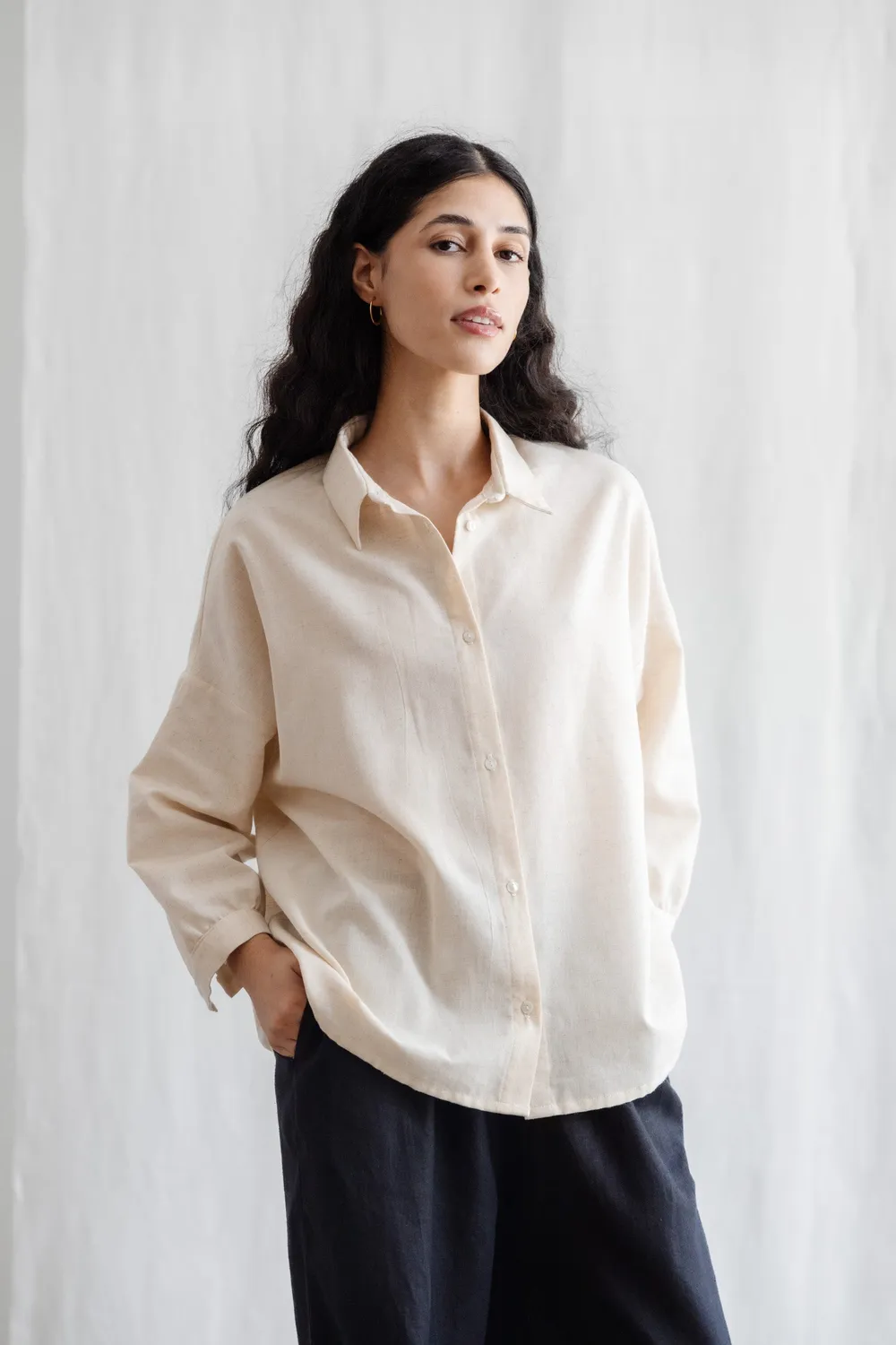 Jyoti Fair Works Mayank blusa crema lino cotone naturale
