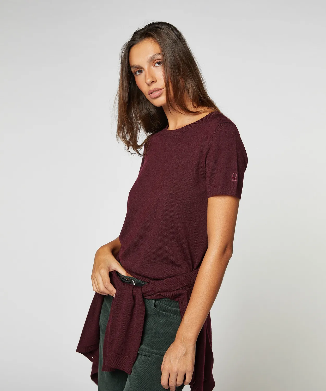 Rodier Twin-Set Donna Lana Merino Prugna Cardigan+Top