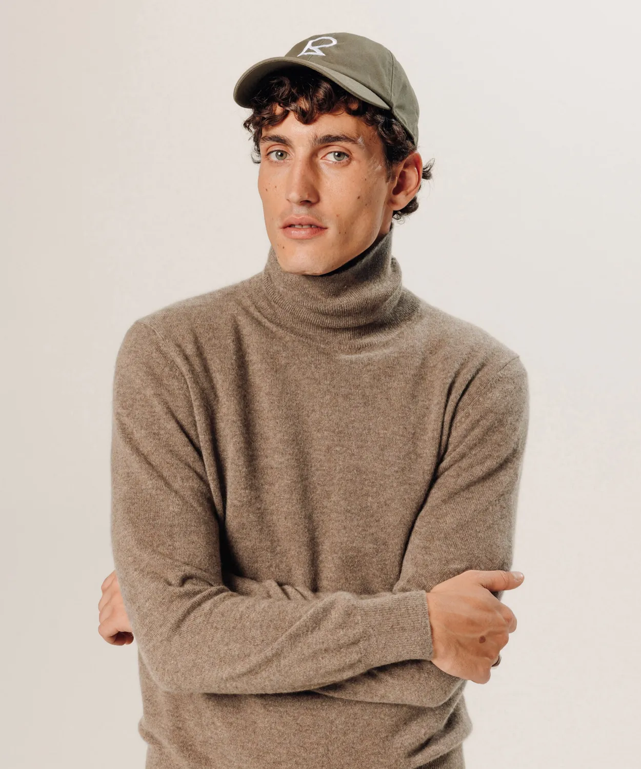 Rodier Pullover Dolcevita Cashmere Marl Taupe Uomo