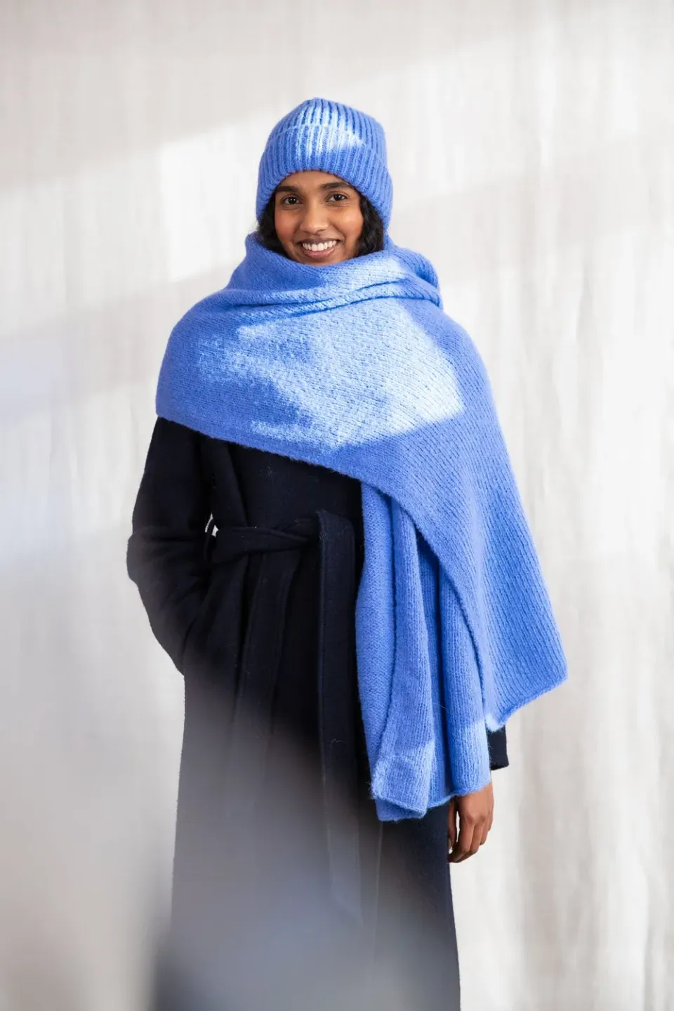 Jyoti Tapabocas sciarpa azzurra baby alpaca