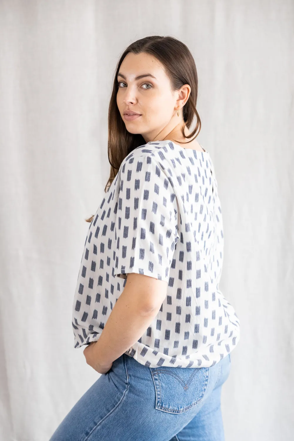 Jyoti Sarala Ikat maglietta cotone bianca