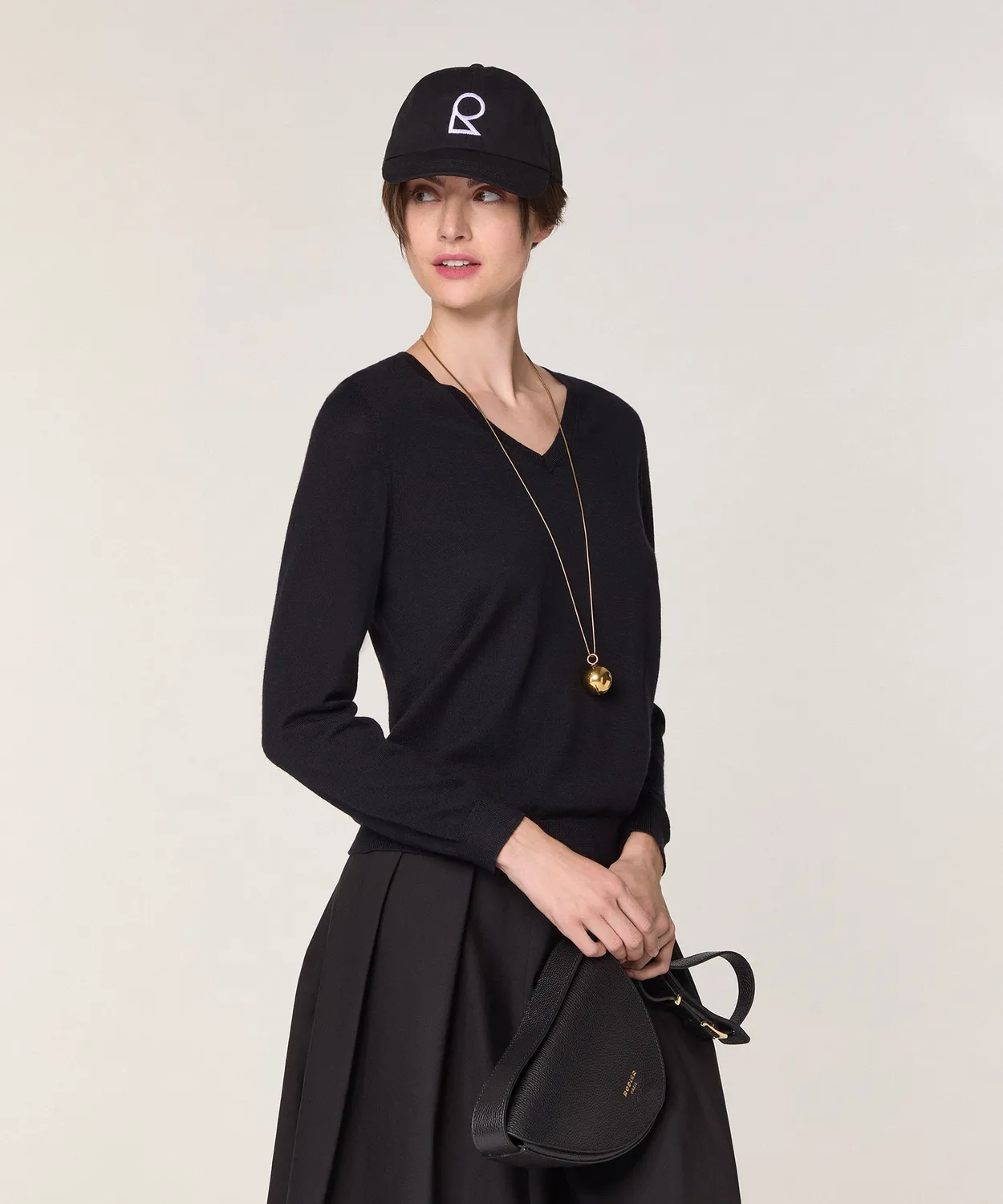 Rodier Maglione Lana Merino Scollo a V Nero