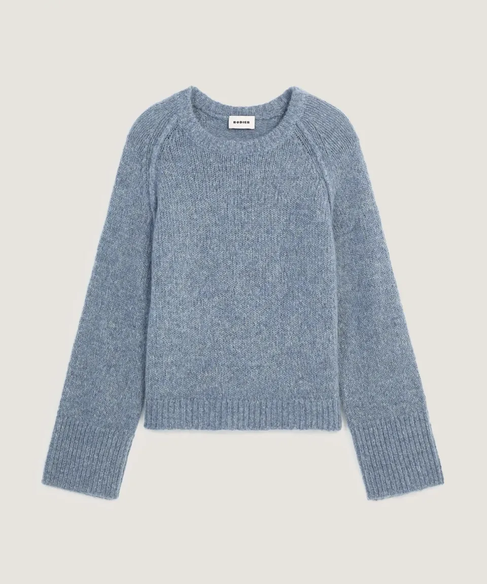 Rodier Maglione girocollo maglia grossa blu melange