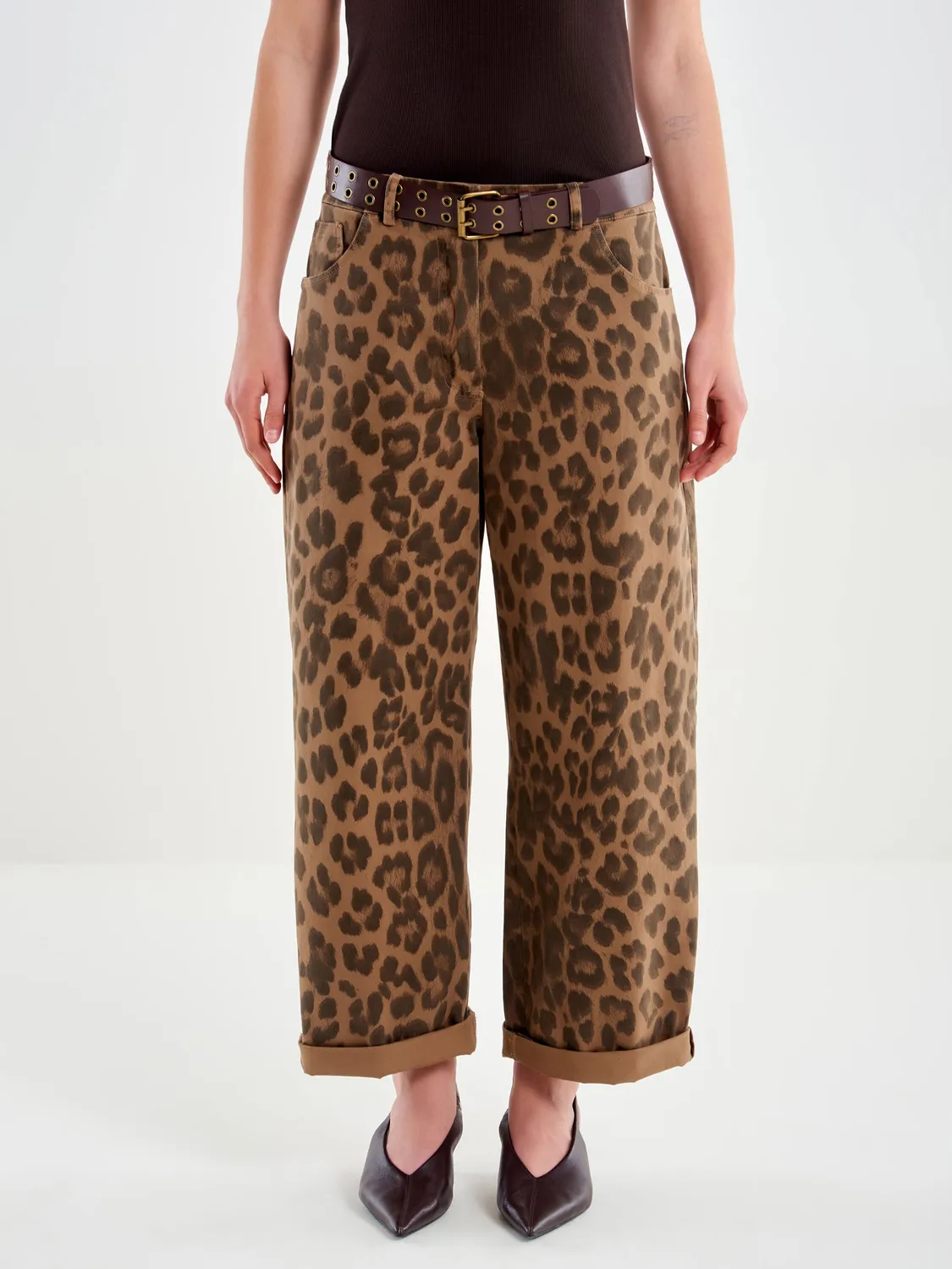 Vicolo Pantalone Maculato con Cintura pantalone fondente
