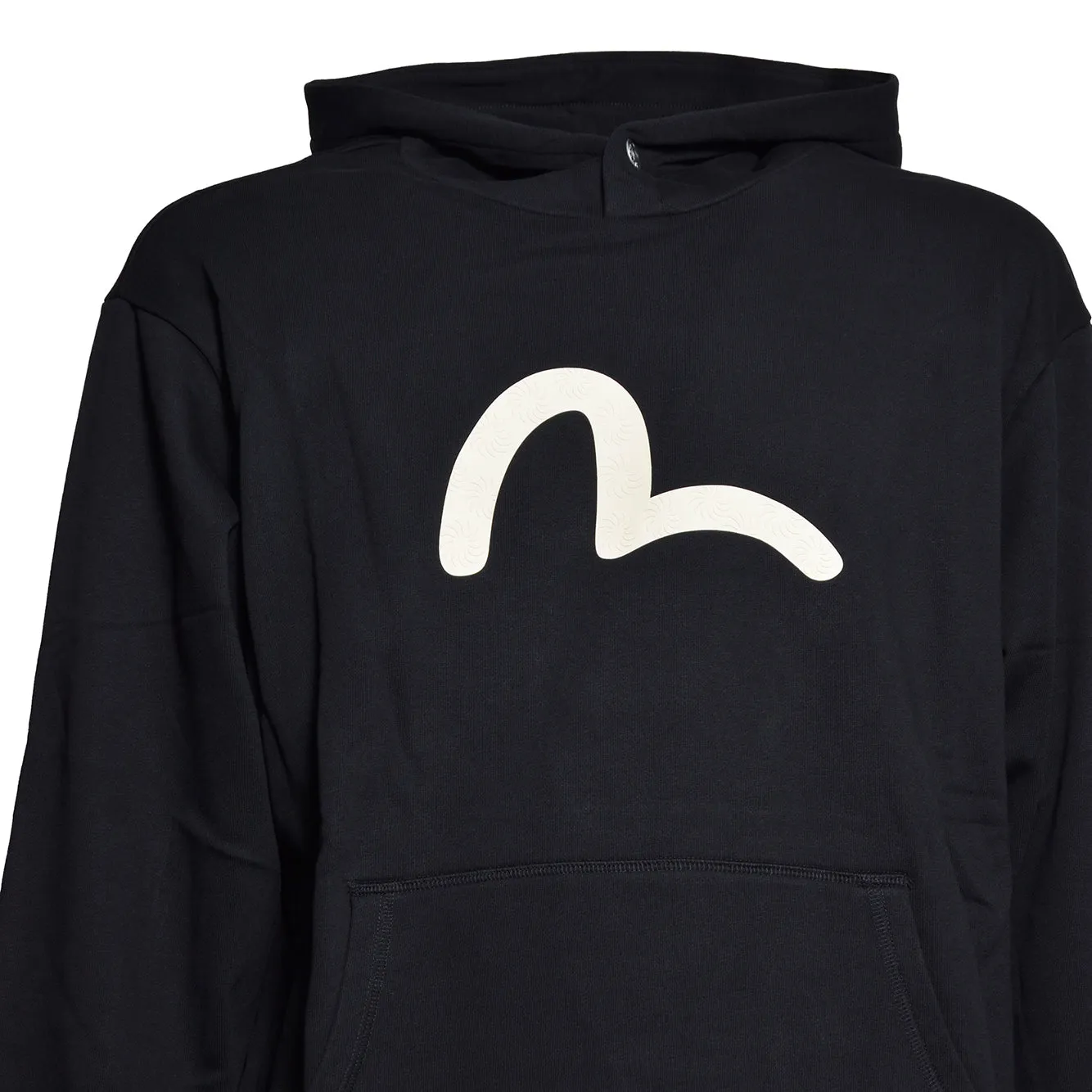 Evisu 2EAHTM5SW1252 felpa uomo nera cappuccio stampa