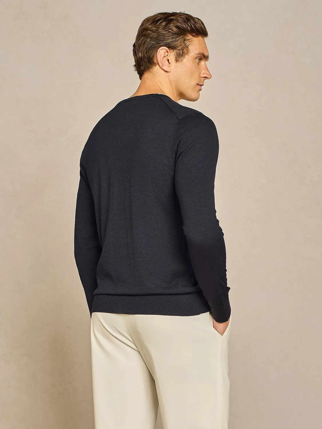 Paul Taylor cardigan maglia misto seta blu finezza 14