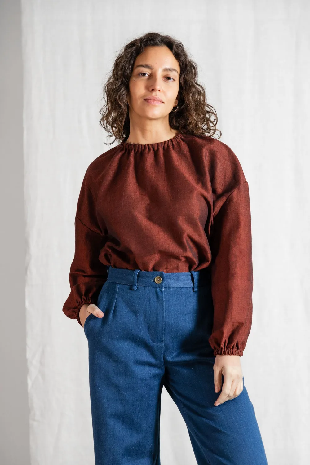 Jyoti Fair Works Chaand rum-raisin blusa cotone