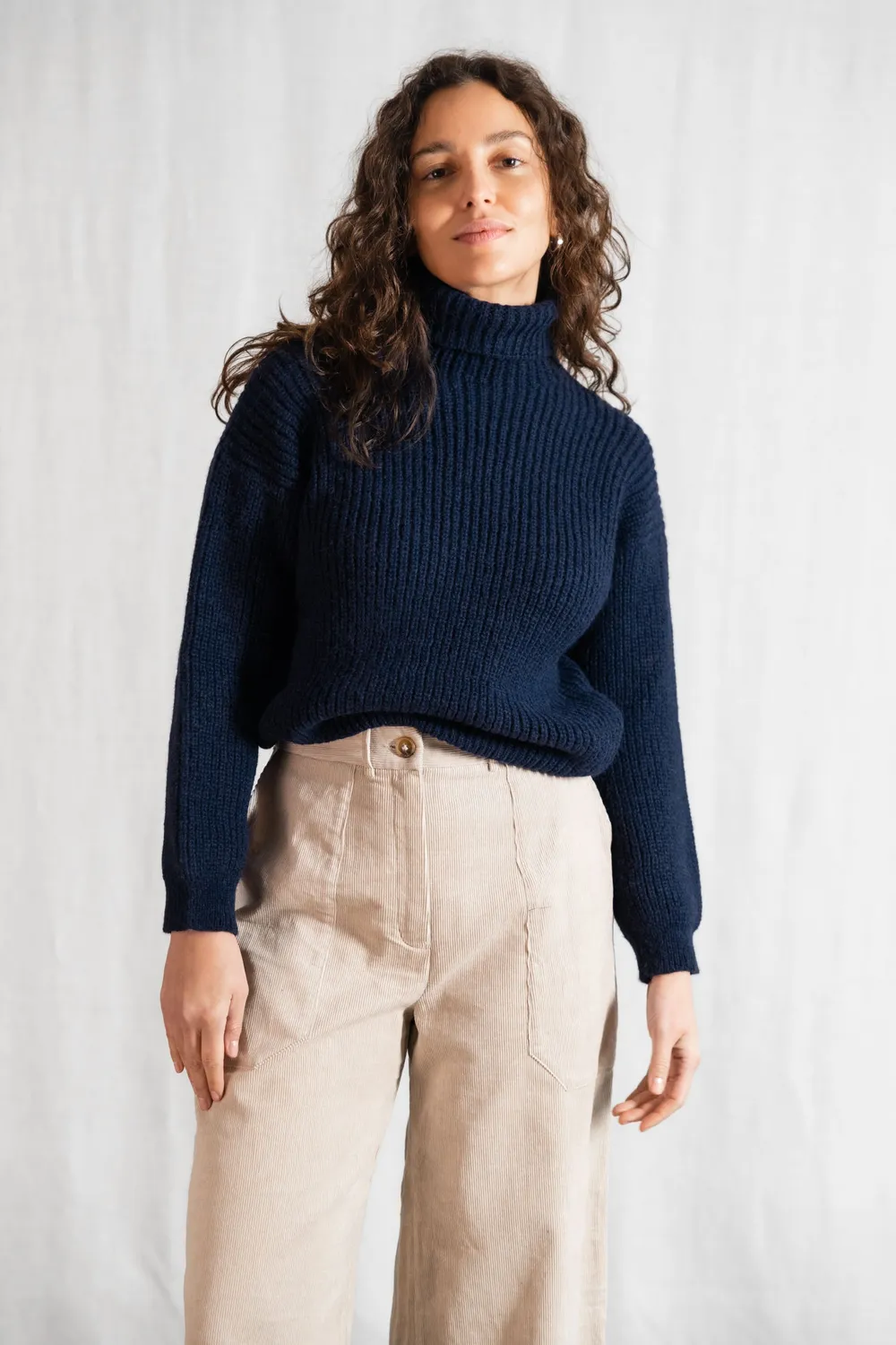 Jyoti Sabeti Maglione Baby Alpaca Blu Dolcevita