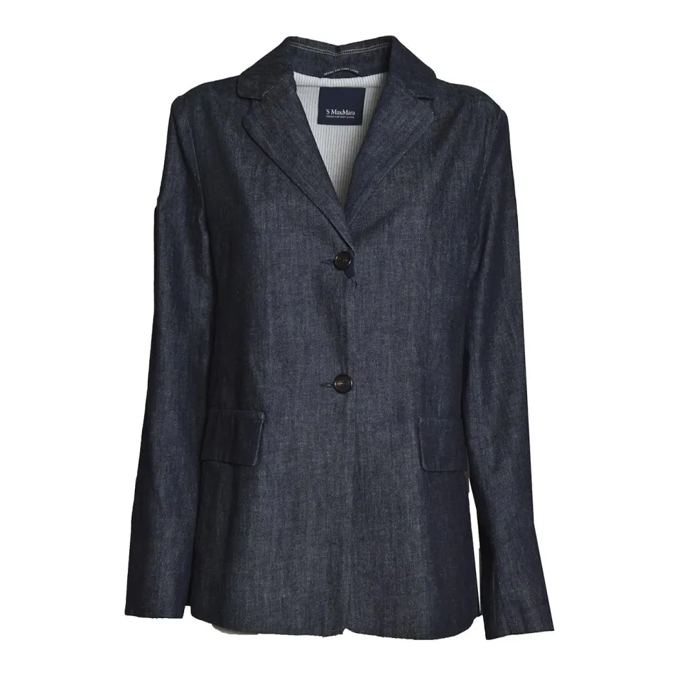 S Max Mara Leone giubbotto jeans denim blu cotone