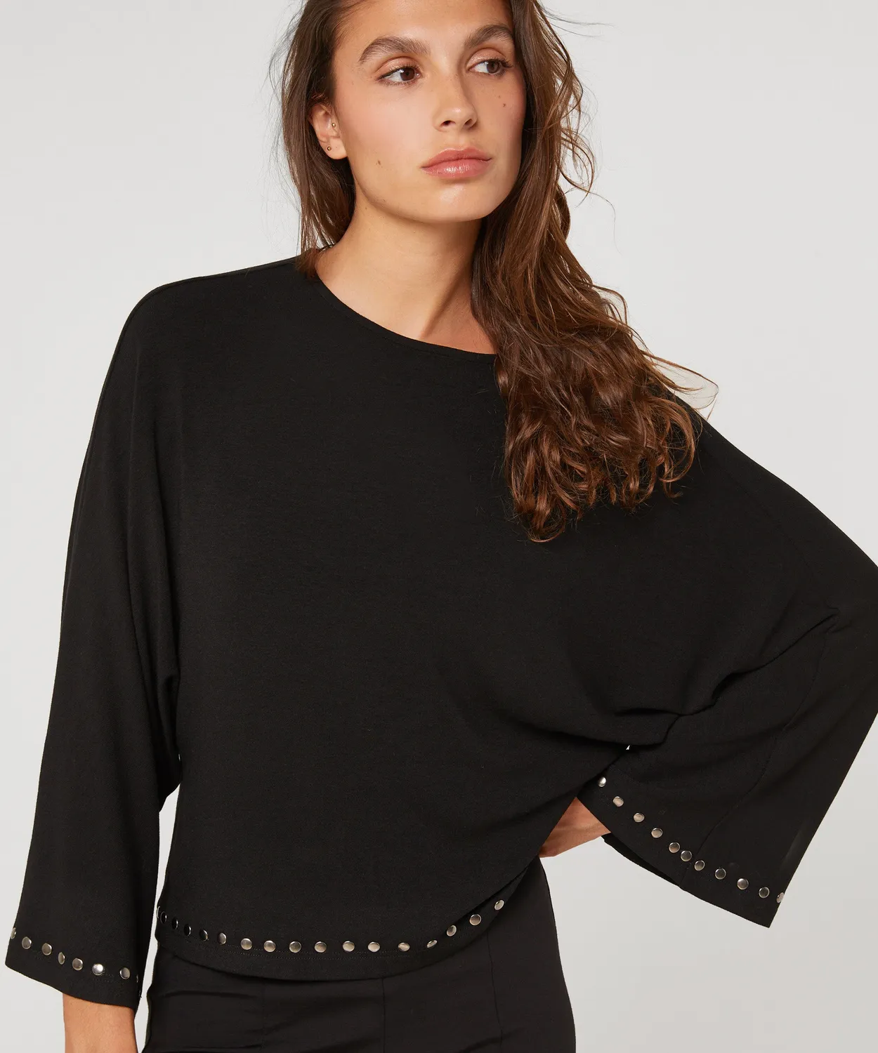 Rodier T-Shirt Svasata Maniche Lunghe Nero Morbida