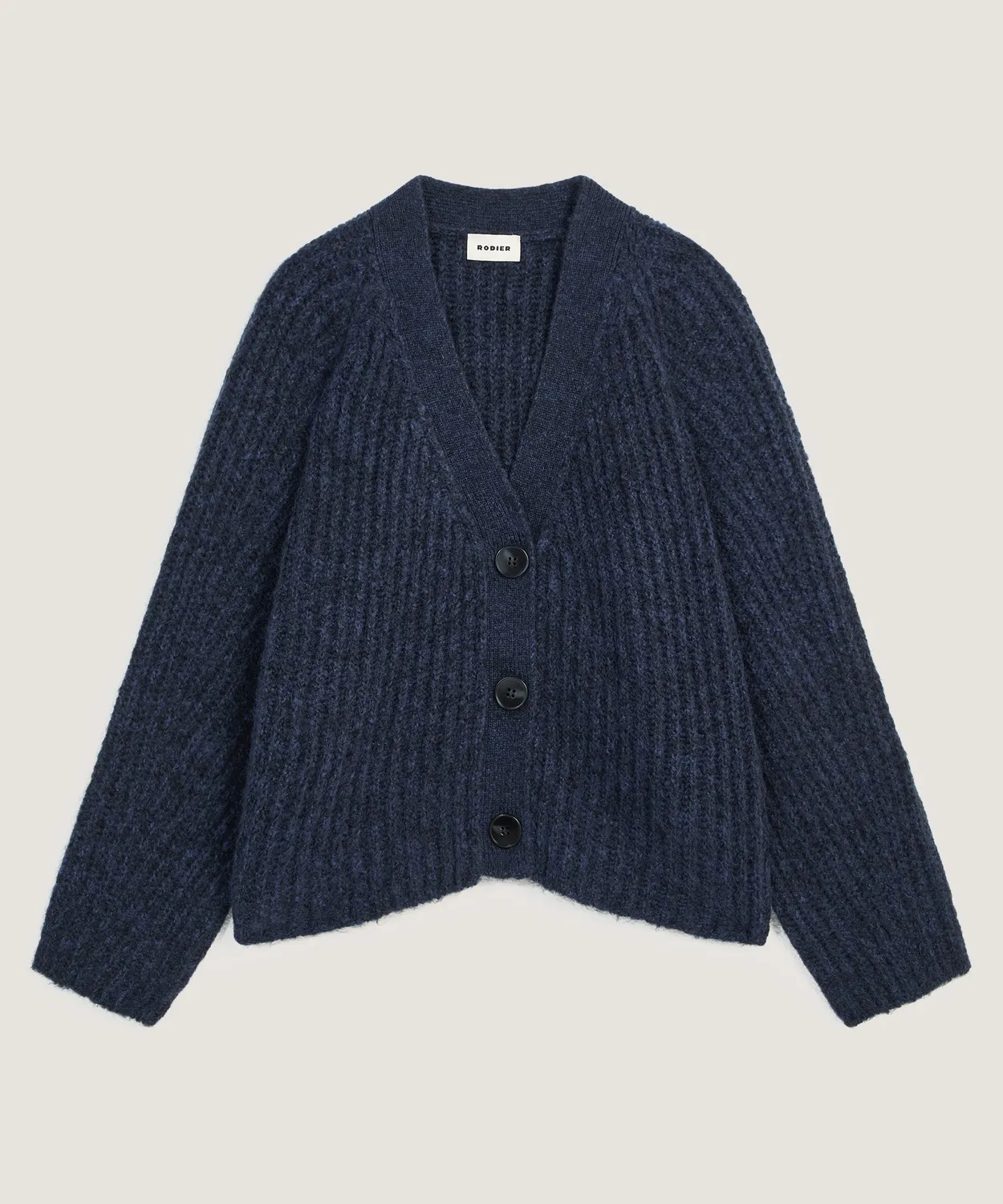 Rodier cardigan oversize maglia grossa blu navy scollo V