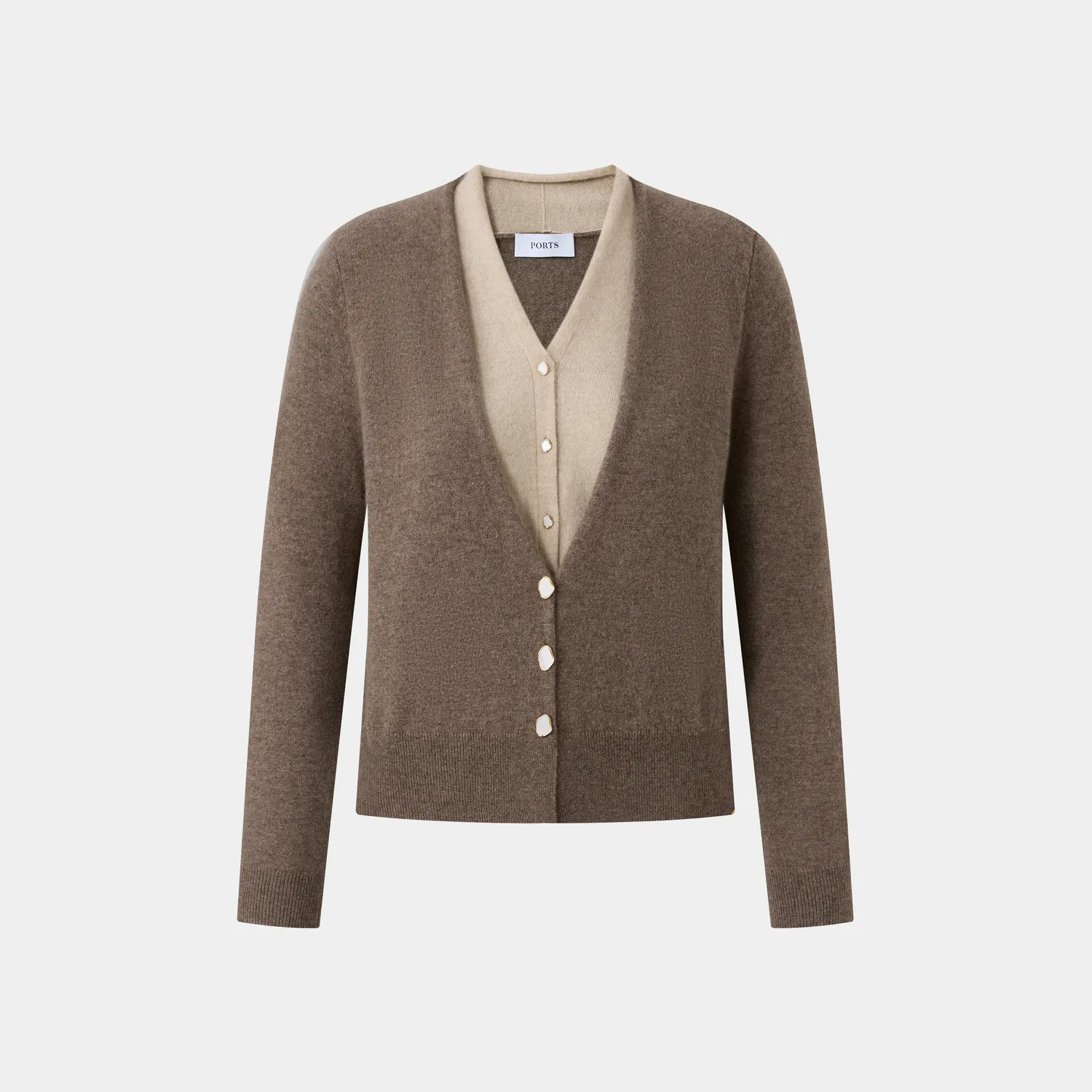 PORTS FW24 2-in-1 cardigan cashmere mandorla