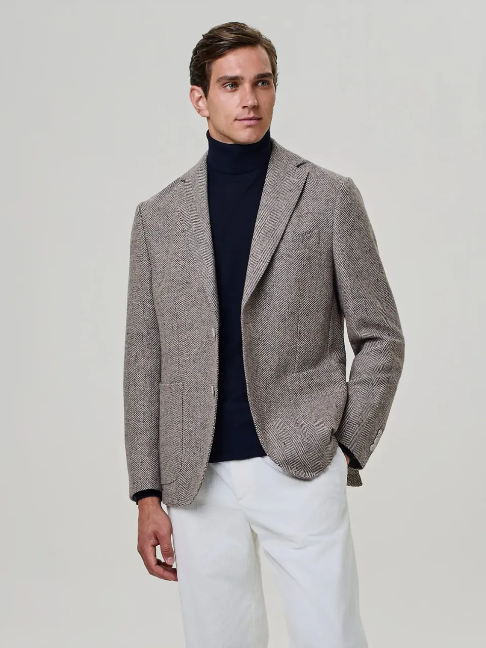 Paul Taylor Giacca Monopetto Misto Lana Spina Camel Sfoderata