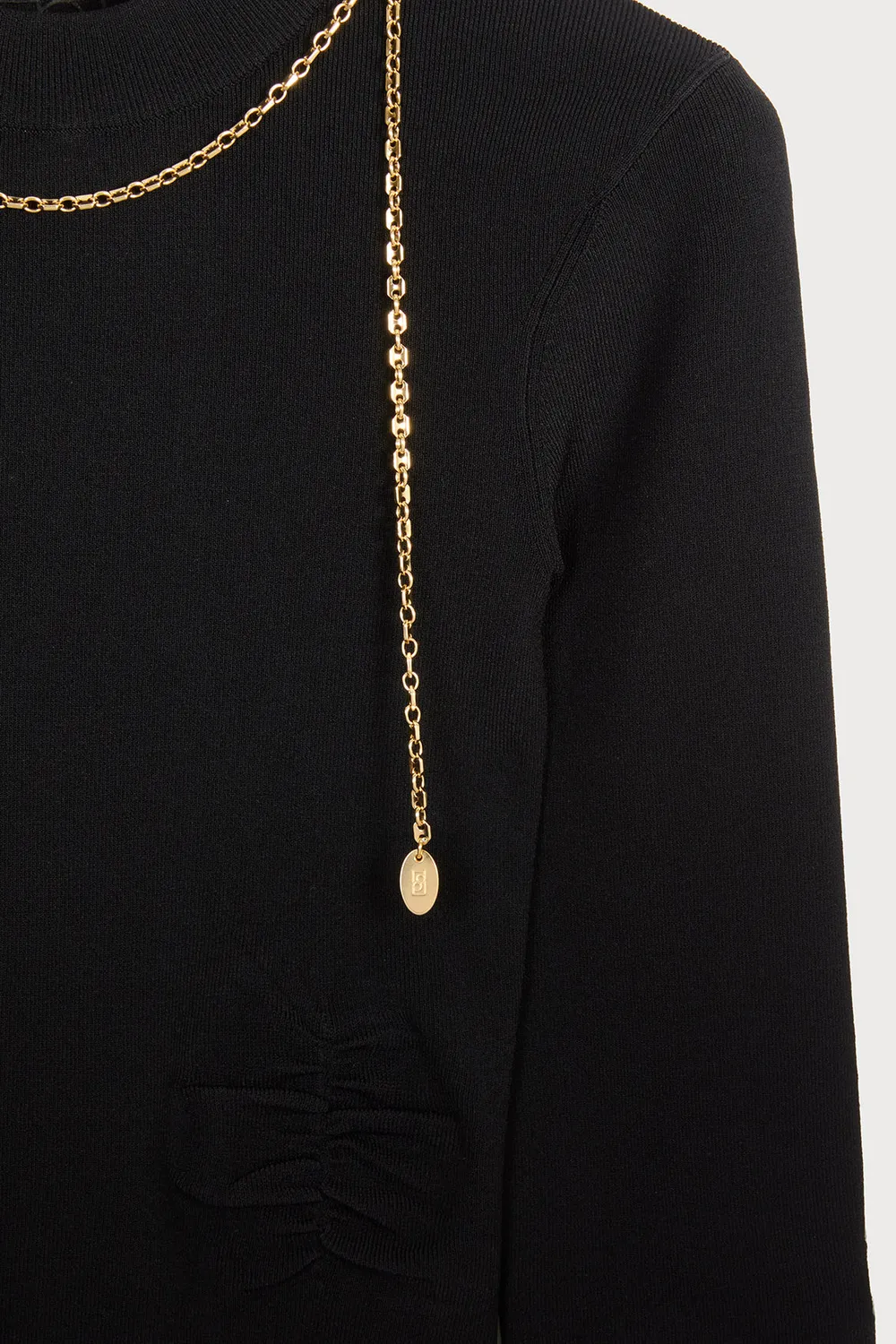 PORTS Gold Metal Knitwear maglia nera catena oro