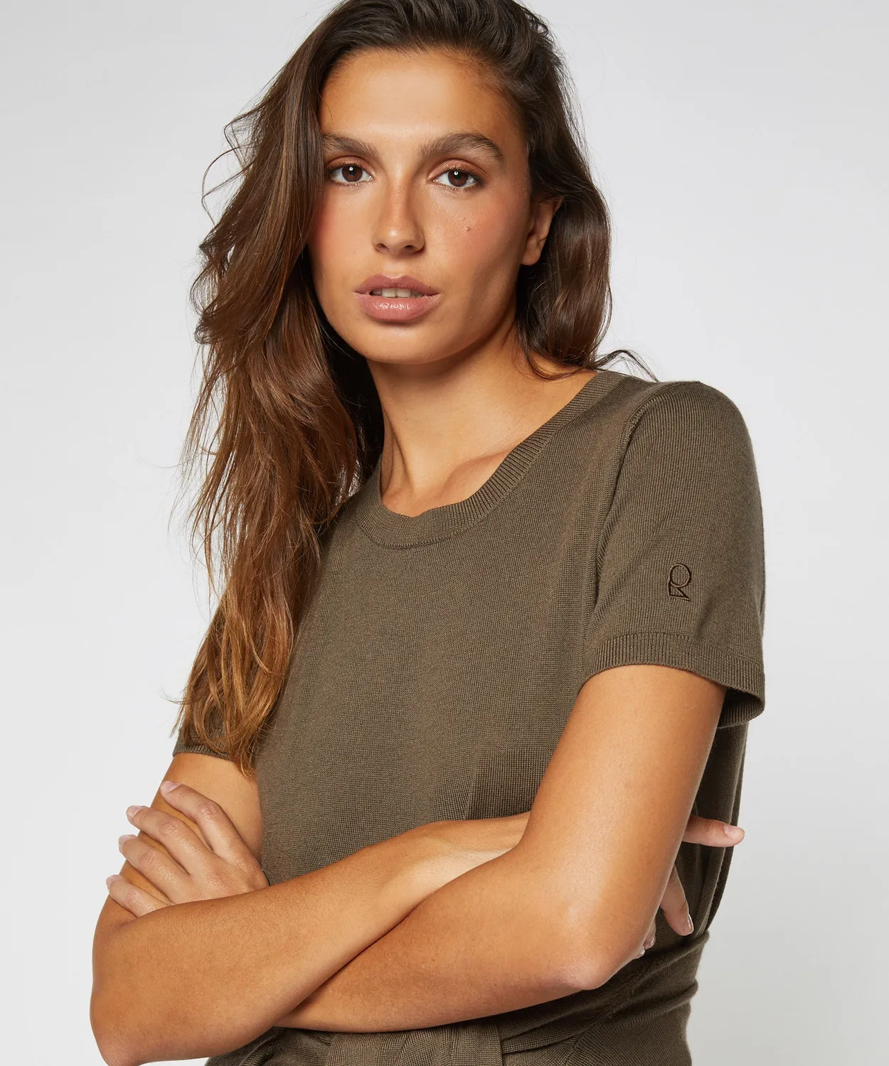 Rodier twin-set lana merino kaki cardigan pullover