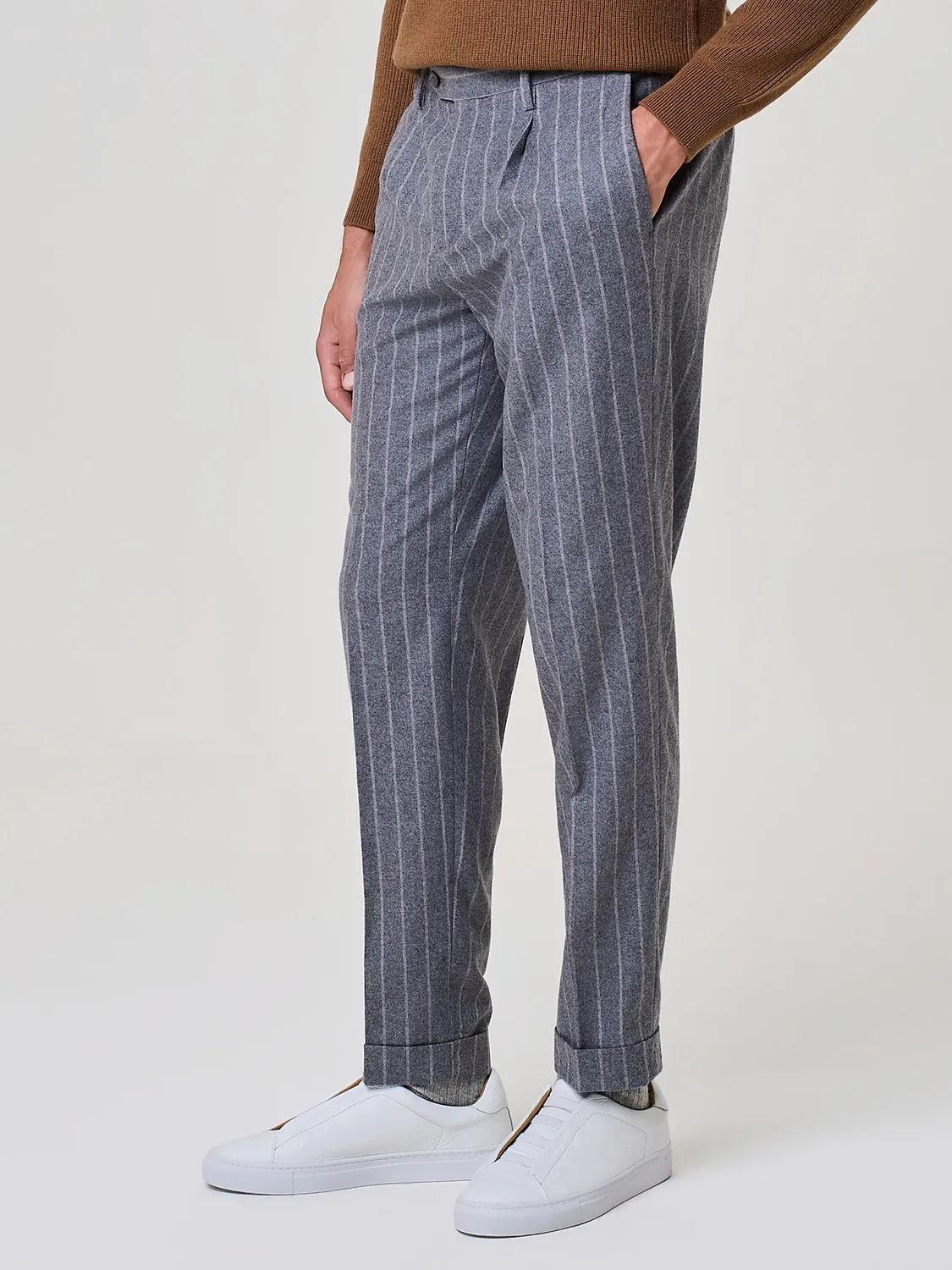 Paul Taylor Pantalone Misto Lana Gessato Grigio