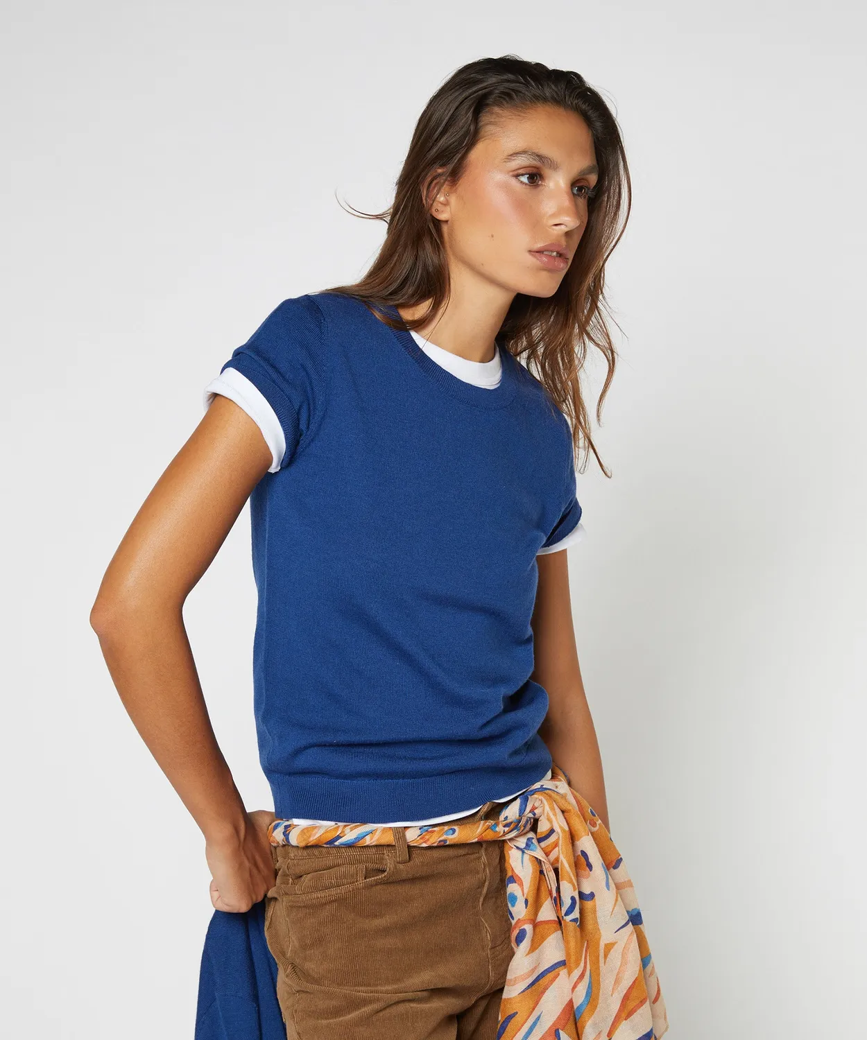 Rodier twin-set lana girocollo blu zaffiro donna