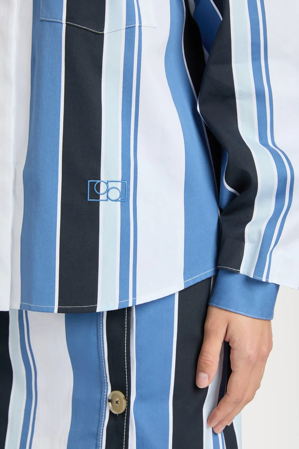 PORTS Rome PW125HLS07 camicia righe blu cosmopolita