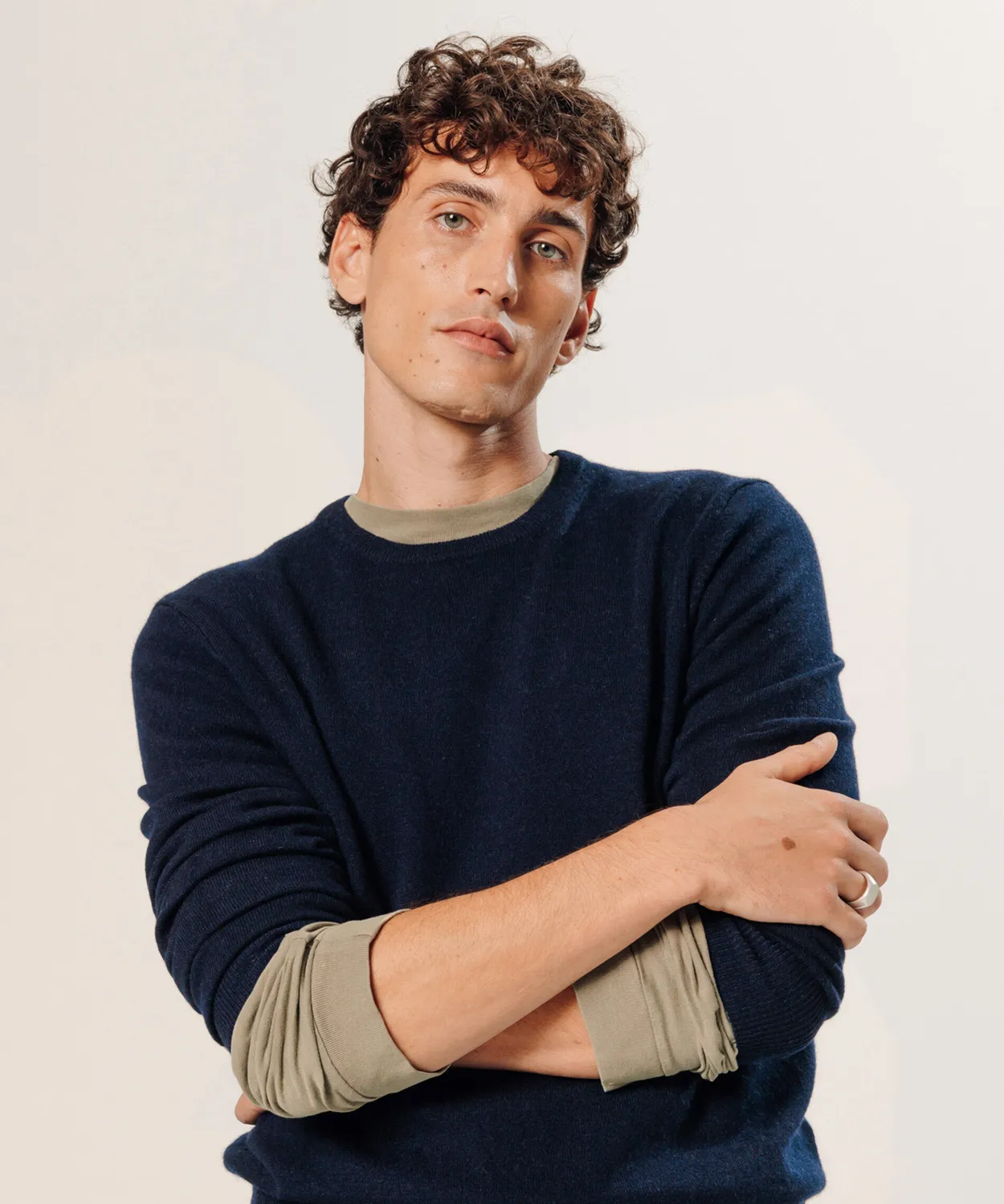 Rodier maglione girocollo in cashmere 2 fili blu notte