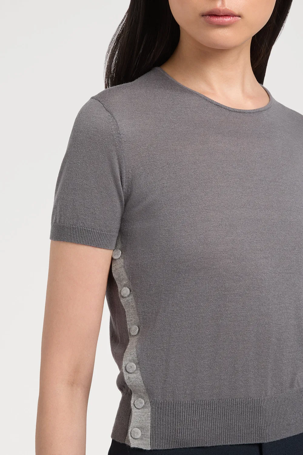 PORTS 1961 PW325KFC06 maglia cashmere seta grigio smog
