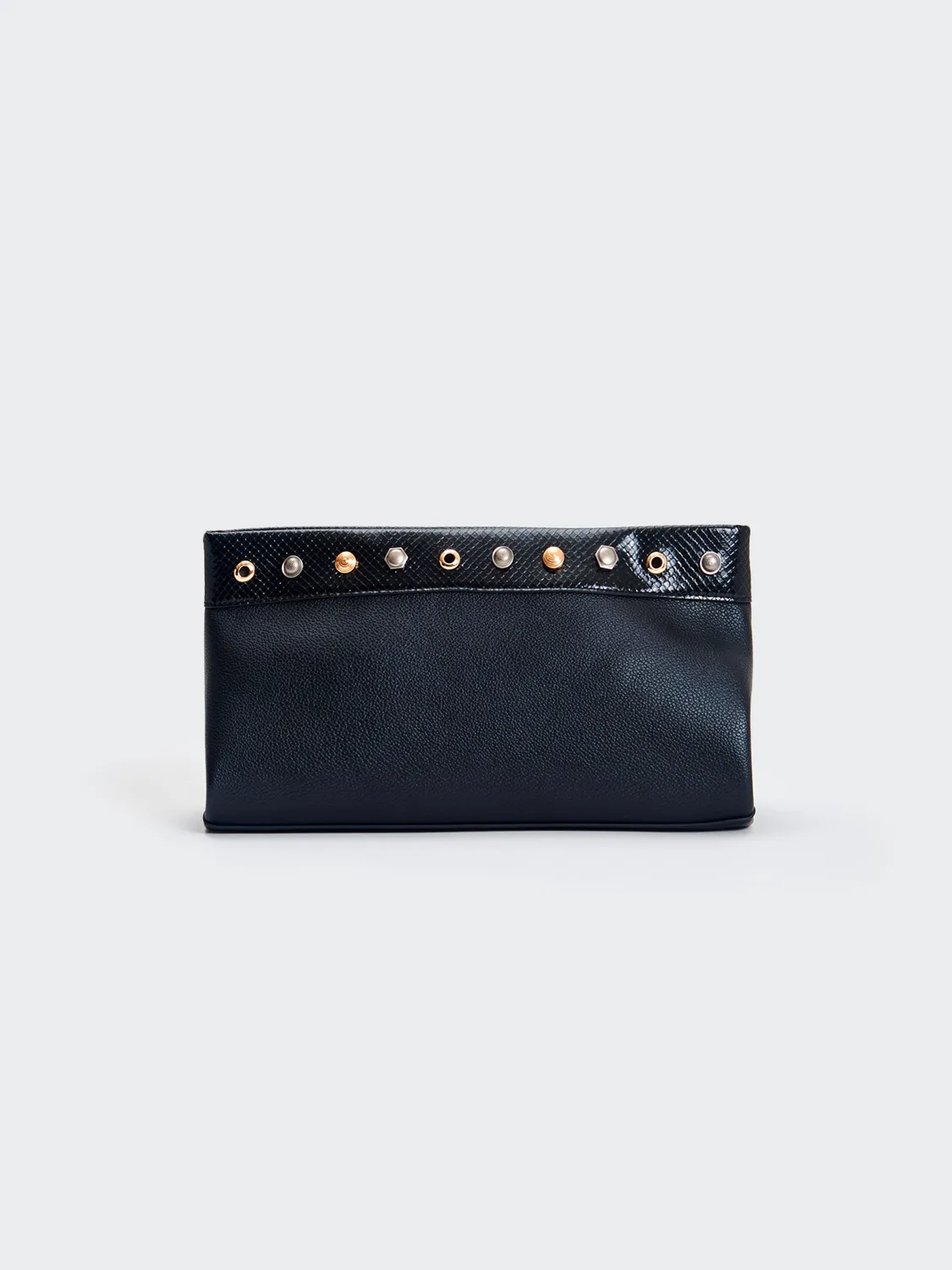 Vicolo Rebel clutch ecopelle nera pitonata