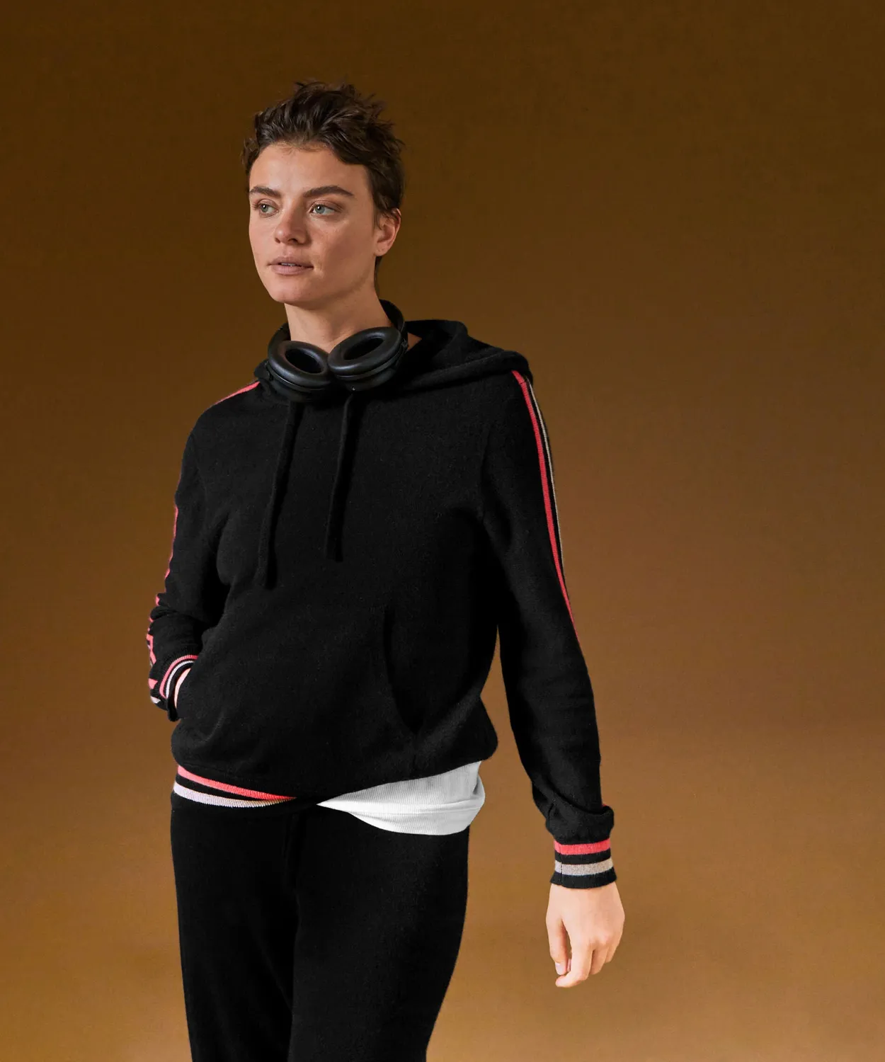 Rodier Maglione con Cappuccio in Cashmere Nero 100%