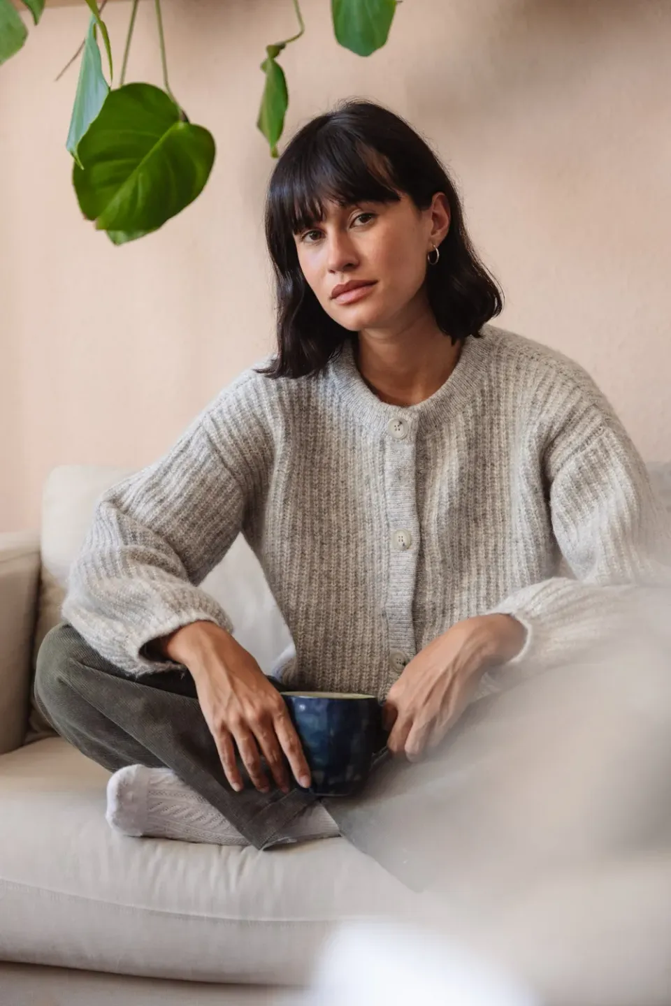 Jyoti Betana cardigan grigio chiaro baby alpaca