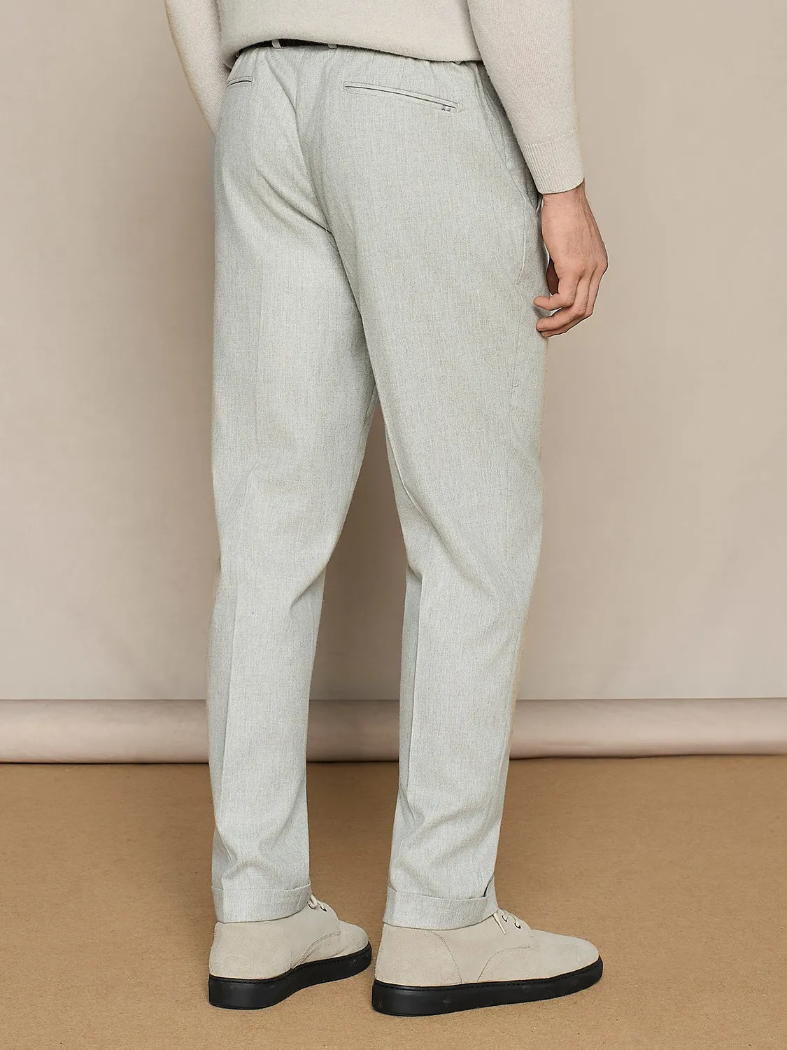 Paul Taylor pantalone flanella grigio wide fit coulisse