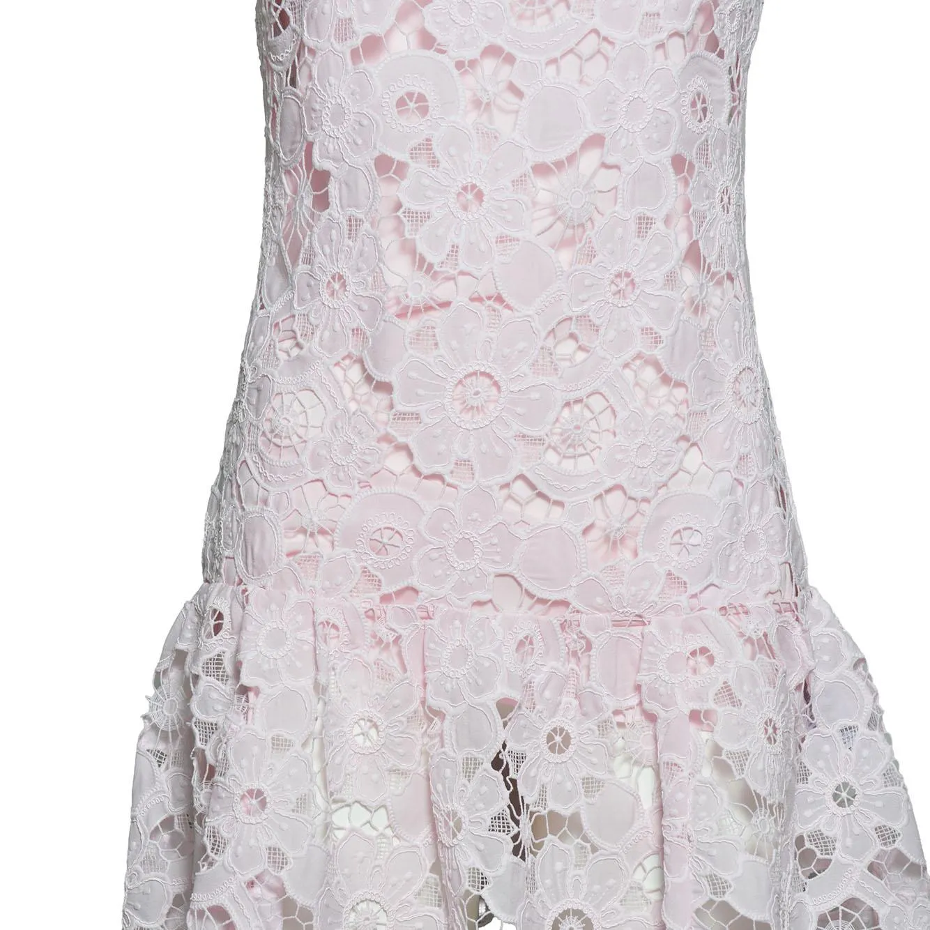 Self-Portrait SS26164SA mini abito rosa pizzo collo