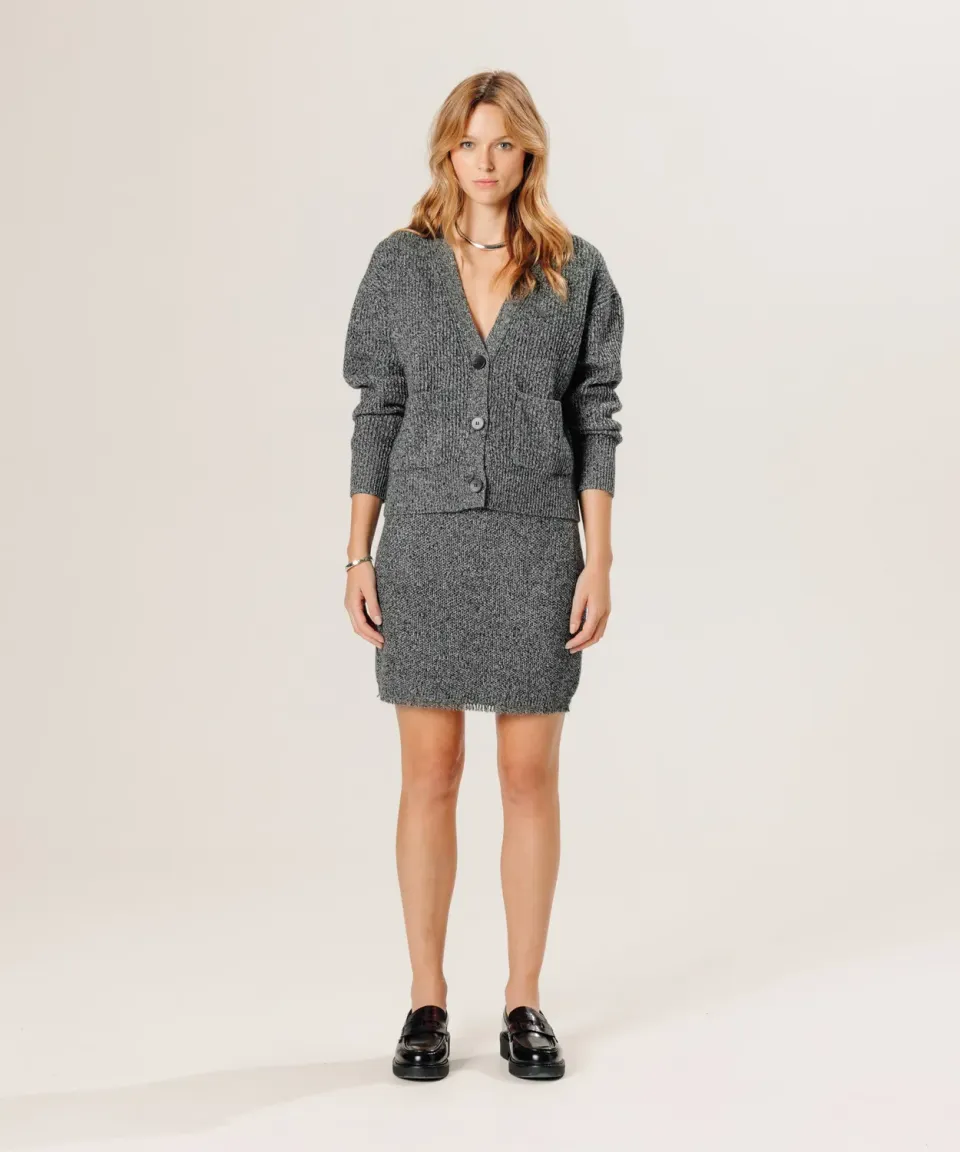 Rodier cardigan oversize lana cashmere grigio