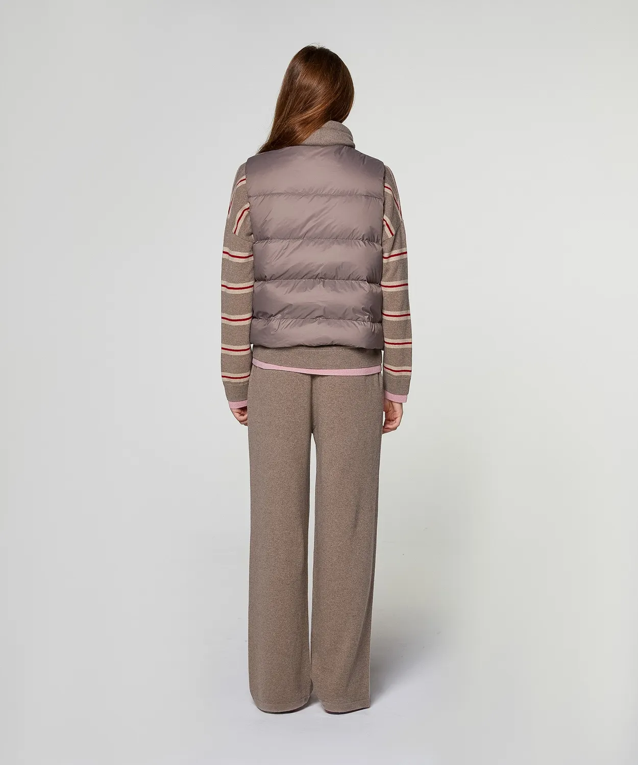 Rodier piumino smanicato cashmere talpa collo alto