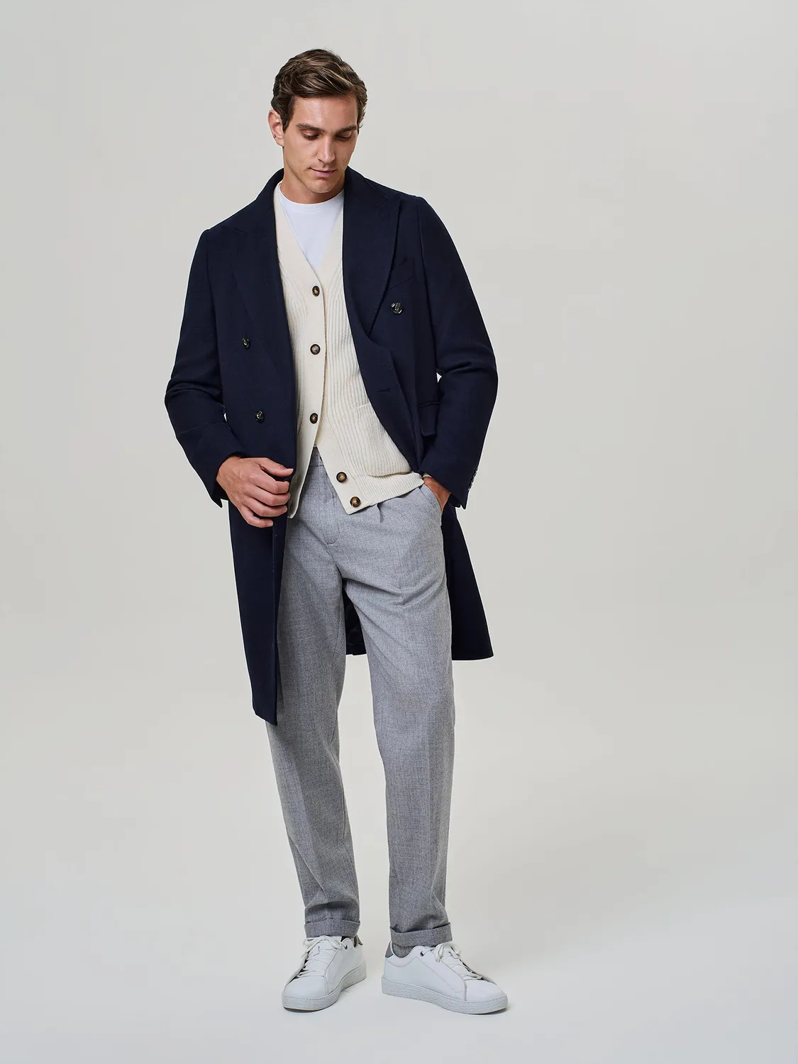 Paul Taylor pantalone flanella misto lana grigio chiaro