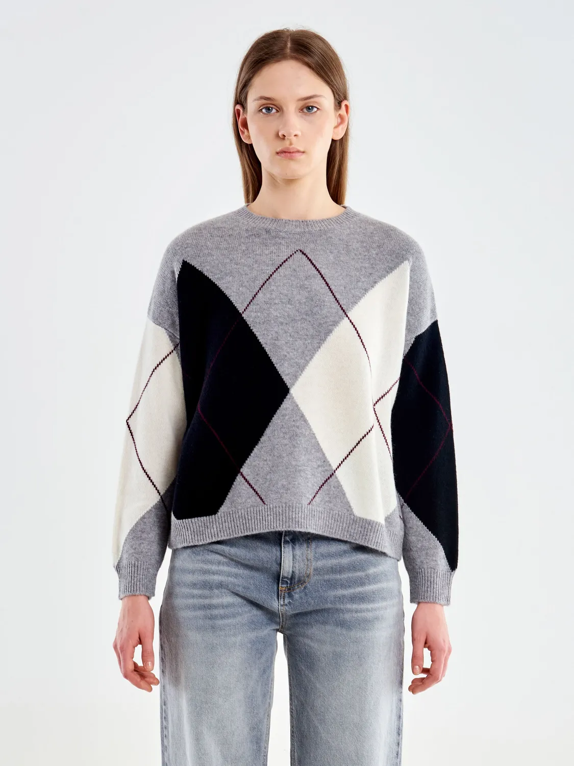 Vicolo Pull Girocollo con Rombi maglione lana taglia unica