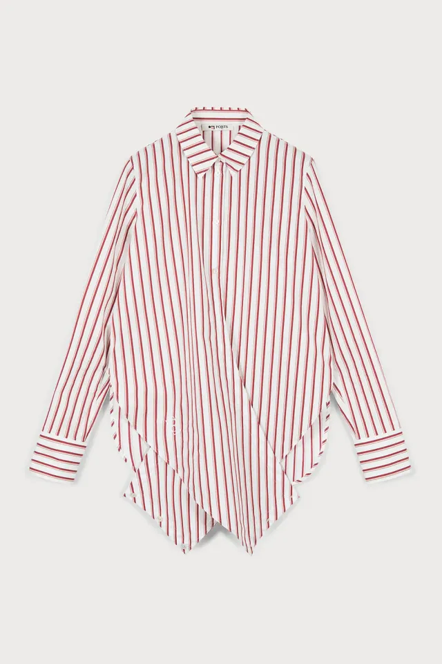 PORTS Amalfi Coast camicia righe bianco rosa cotone