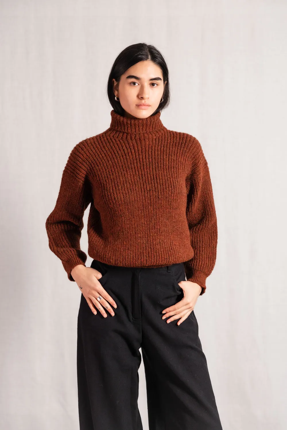Jyoti Fair Works Sabeti Chestnut maglione dolcevita alpaca