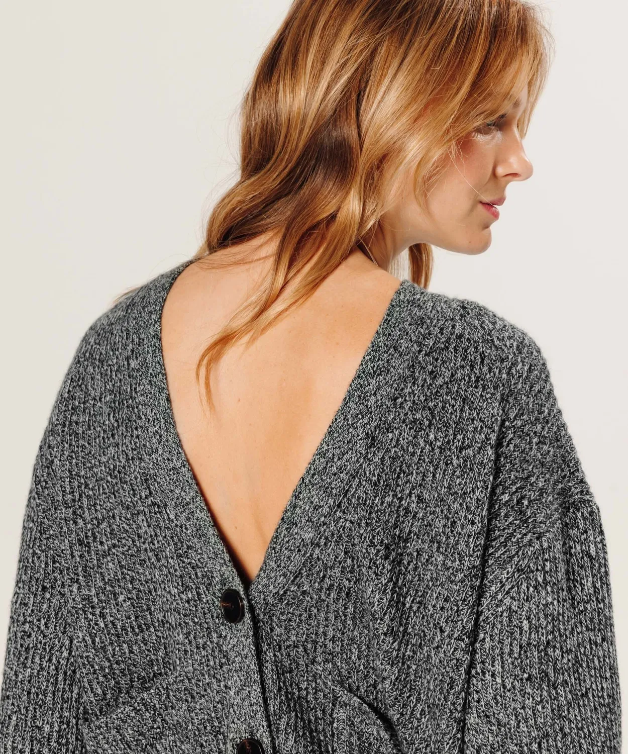 Rodier cardigan oversize lana cashmere grigio